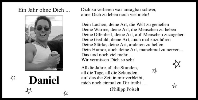  Traueranzeige für Daniel Schnückler vom 12.10.2015 aus Westfälische Nachrichten