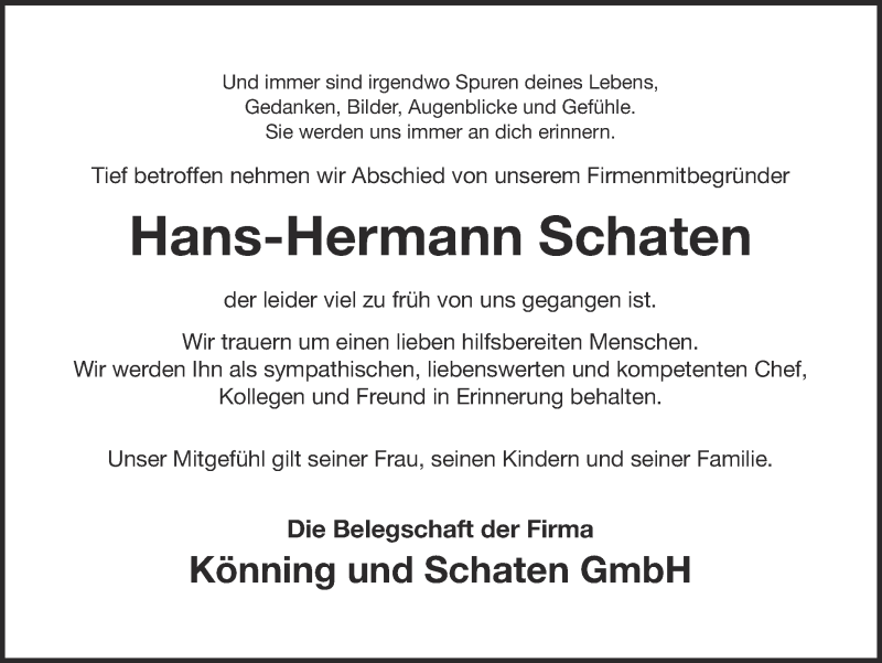  Traueranzeige für Hans-Hermann Schaten vom 09.03.2013 aus Münstersche Zeitung und Münsterland Zeitung