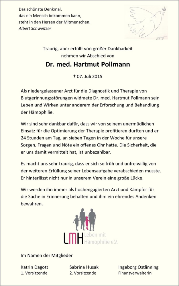  Traueranzeige für Hartmut Pollmann vom 22.07.2015 aus Westfälische Nachrichten