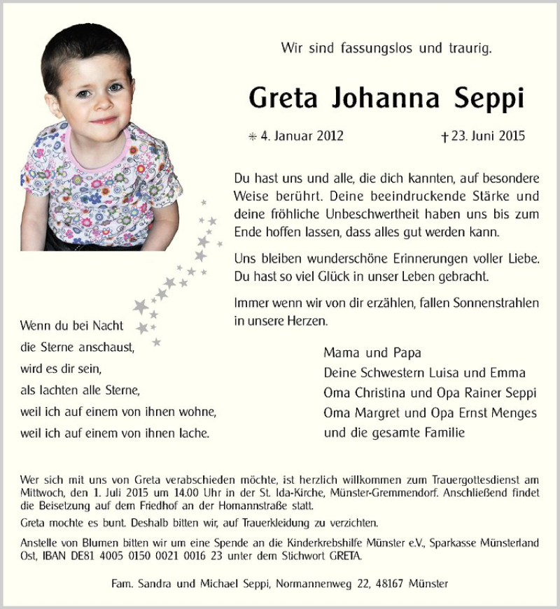  Traueranzeige für Greta Johanna Seppi vom 29.06.2015 aus Westfälische Nachrichten