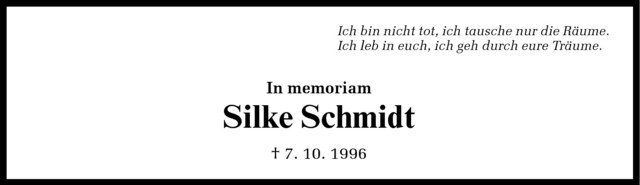  Traueranzeige für Silke Schmidt vom 07.10.2009 aus Westfälische Nachrichten