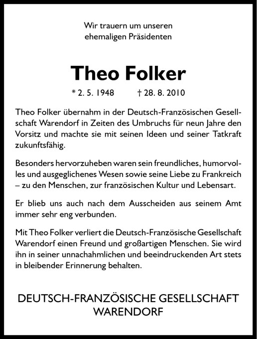  Traueranzeige für Theo Folker vom 04.09.2010 aus Westfälische Nachrichten