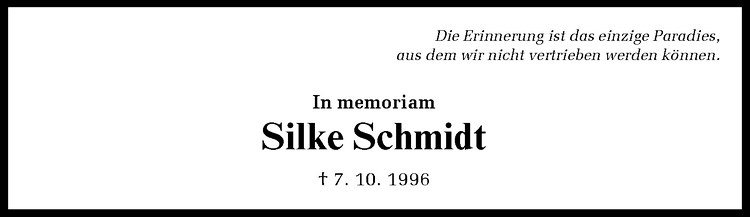  Traueranzeige für Silke Schmidt vom 07.10.2011 aus Westfälische Nachrichten