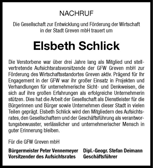  Traueranzeige für Elsbeth Schlick vom 30.01.2013 aus Westfälische Nachrichten
