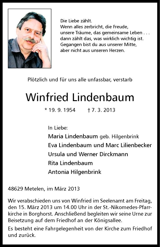  Traueranzeige für Winfried Lindenbaum vom 12.03.2013 aus Westfälische Nachrichten