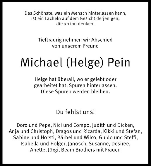  Traueranzeige für Michael Pein vom 07.05.2013 aus Westfälische Nachrichten