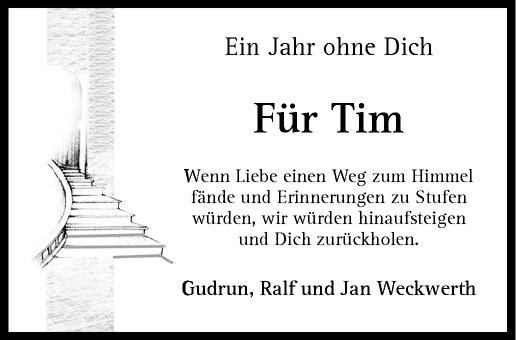  Traueranzeige für Tim Weckwerth vom 28.09.2013 aus Westfälische Nachrichten