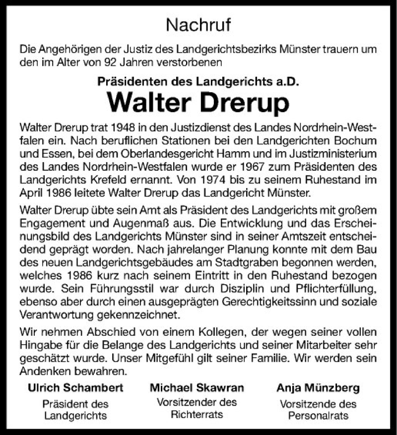  Traueranzeige für Walter Drerup vom 12.03.2014 aus Westfälische Nachrichten
