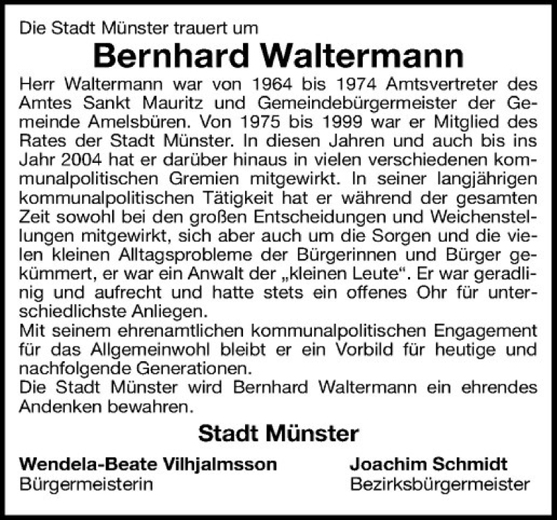  Traueranzeige für Bernhard Waltermann vom 24.04.2014 aus Westfälische Nachrichten