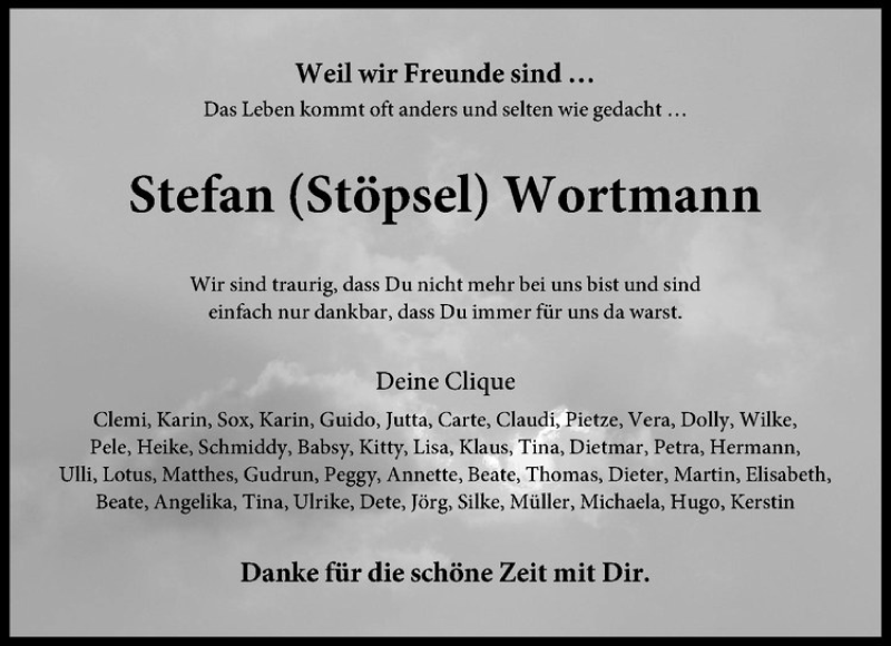  Traueranzeige für Stefan Wortmann vom 08.07.2014 aus Westfälische Nachrichten