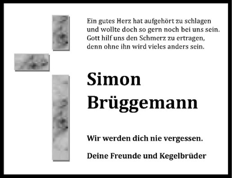 Traueranzeige für Simon Brüggemann vom 24.09.2014 aus Westfälische Nachrichten