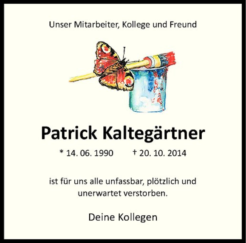  Traueranzeige für Patrick Kaltegärtner vom 25.10.2014 aus Westfälische Nachrichten