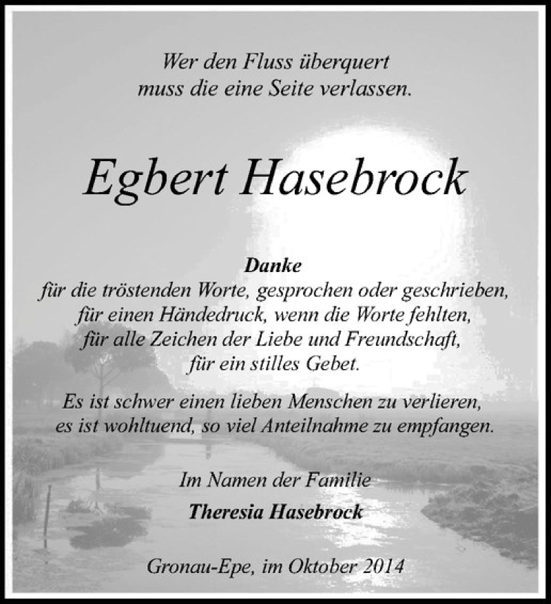  Traueranzeige für Egbert Hasebrock vom 01.11.2014 aus Westfälische Nachrichten