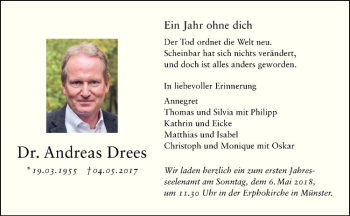 Anzeige von Andreas Drees von Westfälische Nachrichten