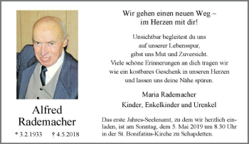 Anzeige von Alfred Rademacher von Westfälische Nachrichten