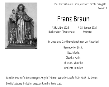 Anzeige von Franz Braun 