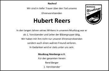 Anzeige von Hubert Reers 