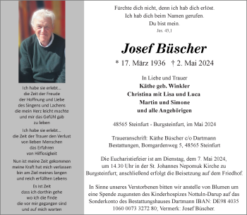 Anzeige von Josef Büscher 