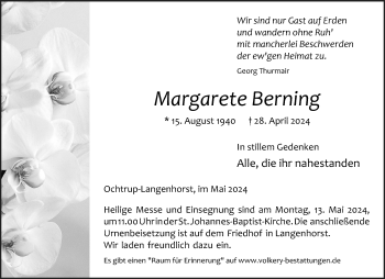 Anzeige von Margarete Berning 