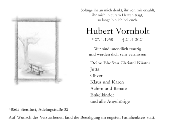 Anzeige von Hubert Vornholt 
